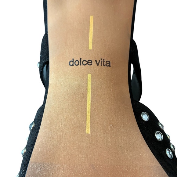 Dolce Vita Kanika Mid Crystal Studded Pointed Toe Black Heels 9.5 - Picture 7 of 11